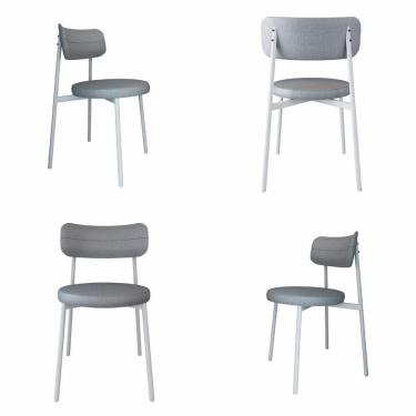 Imagem de 4 Unidades Cadeira Kyta Fixa C/4 Pés 50 X 44,7 X 83,8 Cm Pés Brancos. Corriente Cinza Claro Corriente Cinza Claro