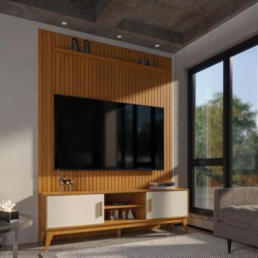 Imagem de Painel Ripado Com Rack Tv 75 Polegadas Domus 184cm - Cedro