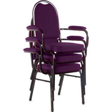 Imagem de Kit Com 3 Cadeiras Para Auditório Linha Hotel Roxo