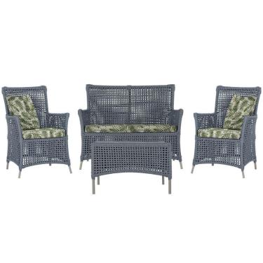 Imagem de Jogo Sofá E 2 Poltronas E Mesa Igapó Fendi E5 Trama Original Prata