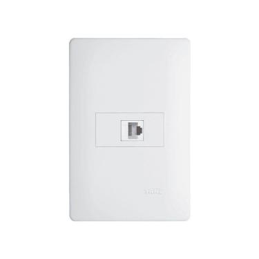 Imagem de Tomada Para Rede De Informática Fame Habitat Rj45 Cat6 8 Vias Com Placa 4x2 Branco