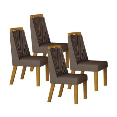 Imagem de Conjunto com 4 Cadeiras Liz Camurça Marrom e Freijó