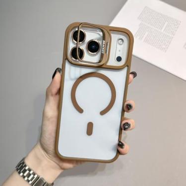 Imagem de HJZSZX Capa de celular transparente com suporte magnético para iPhone 16 Pro (para iPhone 16 Pro/ouro deserto)