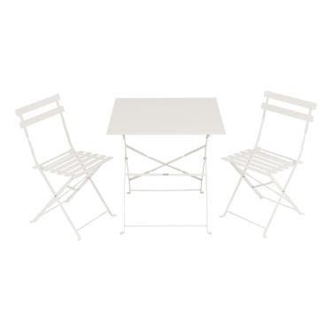 Imagem de Conjunto De Jardim Aco Branco 3 Pecas Mesa E 2 Cadeiras