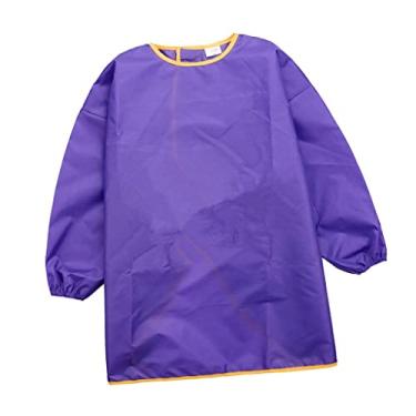 Imagem de Luzhengyang Blusa de arte infantil brincadeira, avental de pintura infantil manga comprida - roxo P, fácil de limpar, material respirável