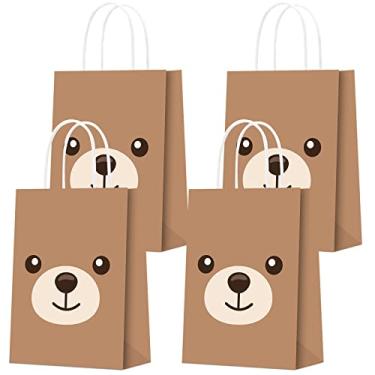 Imagem de 16 PCS Sacos de Festa para Urso Sacos de Lembranças de Festa para Urso Chá de Bebê Sacos de Presente Sacos de Doces de Papel Goody Sacos de Doces para Crianças Menino Menina Suprimentos de Festa de Aniversário e Decoração
