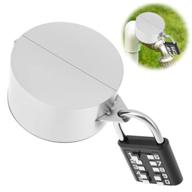 Imagem de Trava de torneira externa, capa de aço inoxidável e kits de cadeado, dispositivo de bloqueio de válvula de portão com cadeado de senha para alças de válvula de diâmetro de 3 a 7 cm para evitar roubo