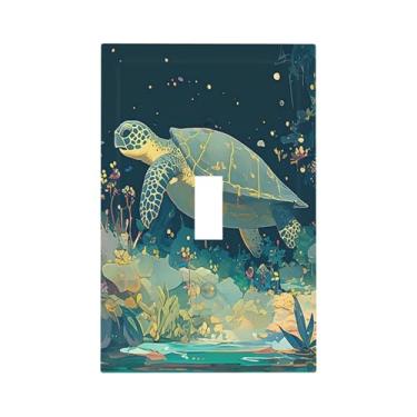 Imagem de Capa decorativa para interruptor de luz, fantasia, mar, mundo, tartarugas marinhas, planta floral, 1 gangue, dispositivo de alternância, placa elétrica para decoração de quarto de crianças, berçário
