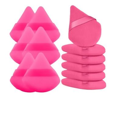 Imagem de 12 esponjas de pó triangulares macias para rosto, esponjas de maquiagem para base, adequadas para ferramentas de maquiagem cosmética líquida e creme (rosa vermelha nova)