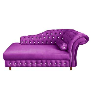 Imagem de Divã Chesterfield Juliette 160cm Pés Chanfrado Veludo Roxo