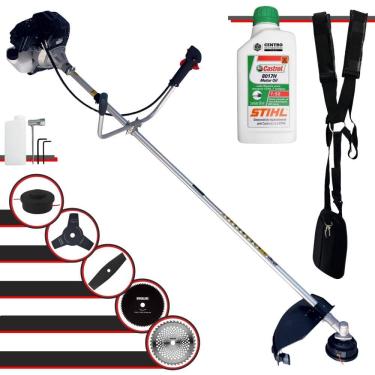 Imagem de Roçadeira Multifunções Toyama RT43LB25A 43cc 1,7HP 10.000rpm Com Carretel e Faca 3 Pontas + Faca 2 Pontas, Faca 40 Dentes, Faca 80 Dentes + ÓLEO STIHL