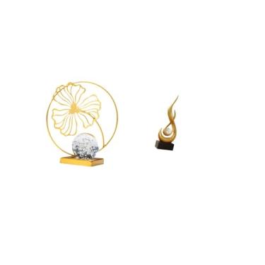 Imagem de Fenteer Estatueta de Resina de Ferro Leaffire, Escultura Abstrata Decorativa, Ornamento para Estante, Escritório, Quarto, Sala de Estar, Mesa, Armário, Arte M