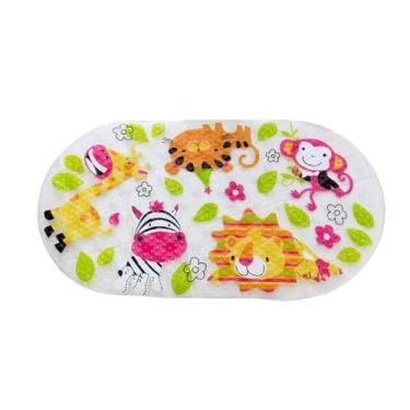 Imagem de Tapete em PVC Oval p/Banheiro, Antiderrapante c/Ventosa. Temas Infantis. Tapete p/Box ou Banheira. Diversão no Banho (Safari)