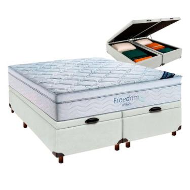 Imagem de Box Bau Blindado Branco + Colchão Queen Freedom Ortobom