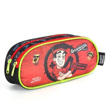 Imagem de Estojo Duplo Youtuber Enaldinho Escolar Juvenil Vermelho