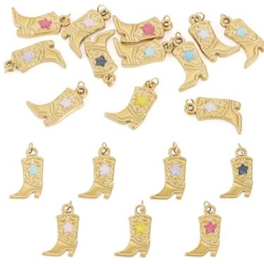 Imagem de Beadthoven Berloques de aço inoxidável esmaltados para botas de aço inoxidável banhado a ouro 18 K, pingentes pendentes de metal dourado com anel de salto para brincos faça você mesmo, colar, pulseira