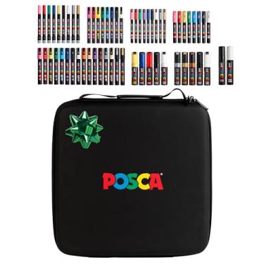 Imagem de posca Conjunto de Férias com 62 Marcadores de Tinta Variados com Maleta de Transporte - Conjunto Exclusivo Holiday 350, 1Mr, 1M, 3M, 5M, 7M, 8K e 17K