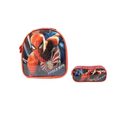 Imagem de Kit Escolar Spider Man Homen Aranha + Lancheira + Estojo - Xeryus