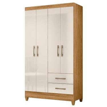 Imagem de Guarda Roupa Solteiro Chile 4 Portas E 2 Gavetas Freijó/off White - Moval