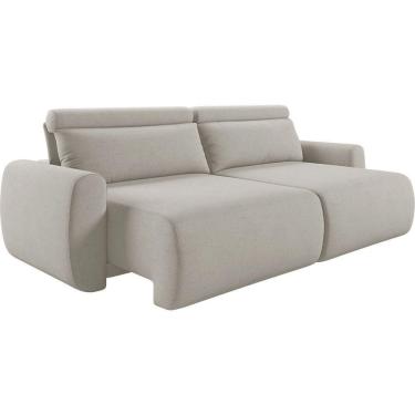 Imagem de Sofá Retrátil E Reclinável Peony 2,20m Linho Cor Bege Claro 2372