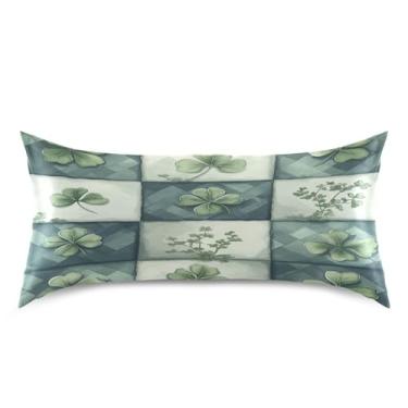 Imagem de ATTX Fronha xadrez verde de São Patrício com fecho de envelope para cabelo e pele, macia, respirável, lisa, ambos os lados, capa de almofada de seda refrescante (King 50 cm × 101 cm, 1 peça) #620