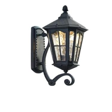 Imagem de Luminária solar de parede externa à prova d'água para entrada de casa, varanda, pátio externo e terraço (Grande A, Preta)