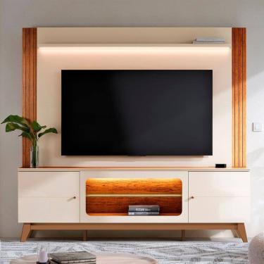 Imagem de Estante Home para Tv 75 Polegadas Maceió 1.9 Off White / Canela