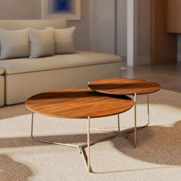 Imagem de Mesa de Centro Redonda para Sala de Estar Luma Nogueira/Bronze