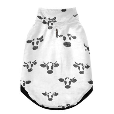 Imagem de SEHANY Casaco de cachorro preto e branco com estampa de vaca para cães pequenos, superquente à prova de vento, jaqueta de inverno macia e aconchegante para clima de neve fria com coleira para animais