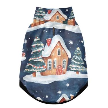 Imagem de SEHANY Casaco de Natal de gengibre para cães pequenos, super quente, à prova de vento, jaqueta de inverno, macia, aconchegante para animais de estimação, moletom para clima frio na neve com furo na