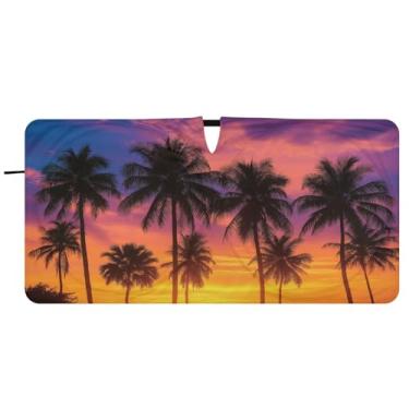 Imagem de Blueangle Palmeiras de coco Para-brisa Sombra de sol - 149.9 cm x 76.2 cm Dobrável Carro Janela Dianteira Blocos Para-sol Raios UV Viseira de sol (788)