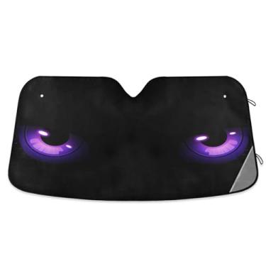Imagem de ATTX Para-brisa de carro Blue Evil Eyes 144.8 cm x 80.0 cm Escudo solar universal com proteção UV, persiana de janela frontal automática dobrável para caminhões Sedans SUVs #8