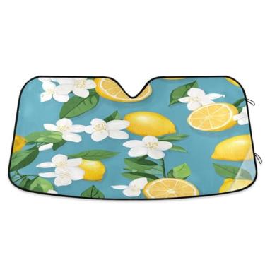 Imagem de ATTX Para-brisas de carro Yellow Lemons 144.8 cm x 80.0 cm Escudo solar universal com proteção UV, persiana de janela frontal automática dobrável para caminhões Sedans SUVs #272