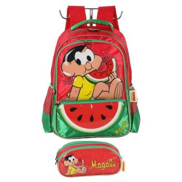 Imagem de Kit Mochila De Costas Estojo Triplo Mônica Magali Escolar - Luxcel, Ve