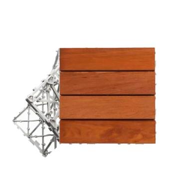 Imagem de Conjunto de 11 azulejos de deck de madeira, azulejos interligados 30 x 30 cm Ferramentas cortáveis de piso de conexão quadrada Montagem gratuita Ótima drenagem para pátio jardim varanda pavimento D