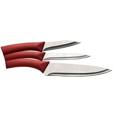 Imagem de Conjunto Facas 3 Peças Euro Vermelho
