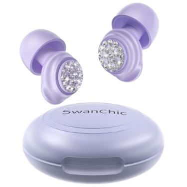 Imagem de SwanChic Tampões de ouvido para cancelamento de ruído do sono, tampões de ouvido de silicone reutilizáveis de 24 dB com 10 pontas, protetores de ouvido macios de proteção auditiva para dormir, ronco