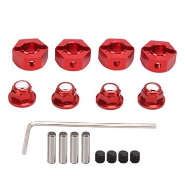 Imagem de Ainoli 12mm roda hex hub atualização de liga de alumínio substituir extensão adaptador de unidade sextavada com parafusos de prevenção de deslizamento 1/10 1/12 carro RC (Vermelha)