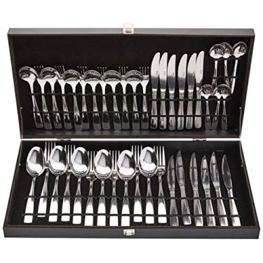 Imagem de Faqueiro Steak Liso com Estojo de Madeira 42 Peças, Euro, FBQ352-PM-090, Inox