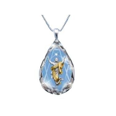 Imagem de Colar com pingente de gota d'água de cristal brilhante, árvore da vida, colar da sorte para mulheres e homens, Vidro, Sem Pedra Preciosa