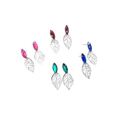 Imagem de Brincos Femininos Pedraria Coloridos Verão Kit 4 Pares Níquel