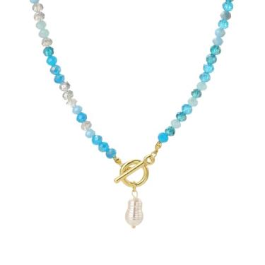 Imagem de Colar feminino com contas de cristal, 2 peças, gargantilha de pérola, colar moderno com pingente de gota de água para mulheres, joias de verão, adjustable, Liga de aço, Zircônia cúbica