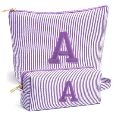 Imagem de Fohufo Presentes de Natal 2025 para meninas - meias para meninas adolescentes, 6 7 8 9 10 11 12 anos, presente de aniversário para meninas, conjunto de bolsas de maquiagem com inicial personalizada