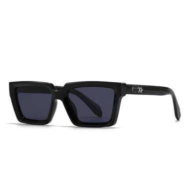 Imagem de Óculos de sol femininos vintage degradê UV400 masculino com rebites (preto e cinza)