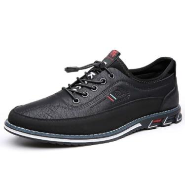 Imagem de Sapato Oxford masculino casual para escritório, mocassins, confortável, para dirigir, Preto, 45