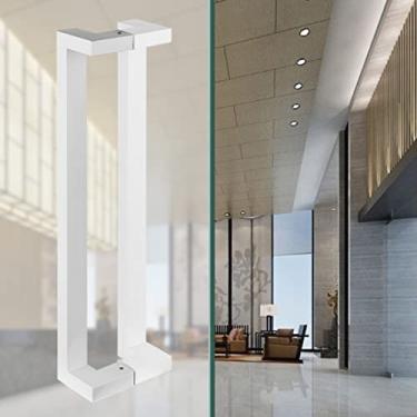 Imagem de Maçaneta de porta de banheiro com encaixe de instalação, puxador de porta exterior interior para portas de bolso de galpões de garagem (preto 80 cm/31,5) (branco 80 cm/31,5)