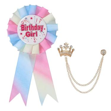 Imagem de PATIKIL Alfinete de aniversário IT'S MY, alfinetes de crachá de fita de prêmio de tecido de cetim e broche de corrente pendurada em coroa para decoração de festa de aniversário, One Size, Liga de aço