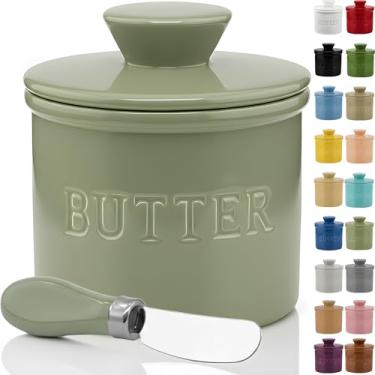 Imagem de Priority Chef Prioritychef Manteiga De Pote Com Tampa, Manteiga Para Barrar Sob Demanda, Suporte Para Manteiga Francesa Para Deixar No Balcão Com Linha De Água, Manteigueira Francesa De Cerâmica, Sá