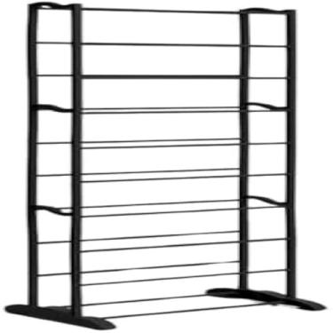 Imagem de Organizador de sapatos domestico com dez prateleiras pretas, pratica e robusta.