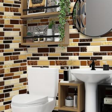 Imagem de 25 peças de adesivos de parede com padrão de mármore 3D para destacar e colar material de PVC para azulejo Backsplash - autoadesivo - impermeável e lavável - removível para decoração de banheiro de